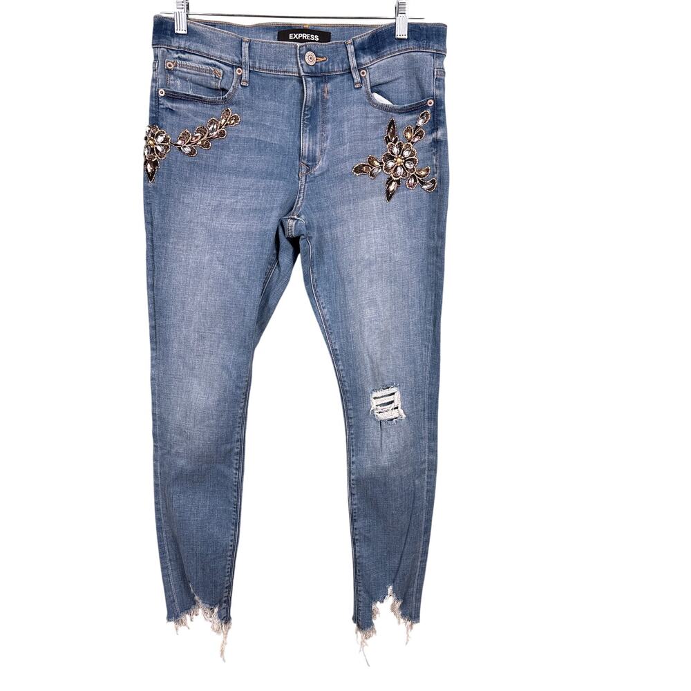 Express Pants Jegging Women's Size 12L Stretch‎ Ankle Legging Mid-Rise Embellish